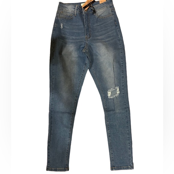 UBien Slightly Distressed High waisted Skinny jeans Nwt - Picture 1 of 7